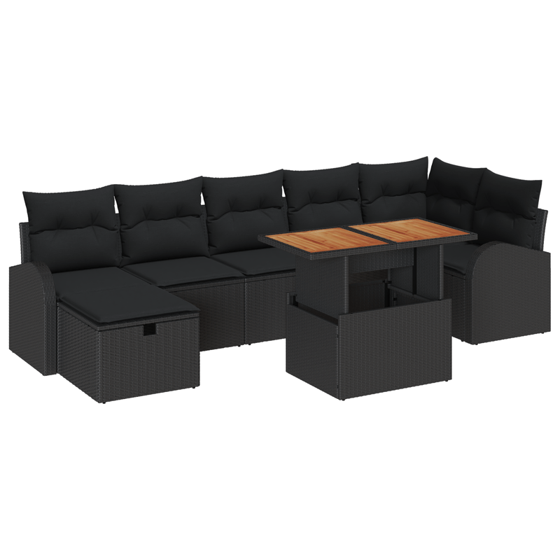 Casa si Gradina - Gradina si terasa - Mobilier exterior - Canapele si fotolii gradina - Set canapea de gradina 8 piese cu perne, ratan polimer negru - Infinity.ro