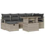 Casa si Gradina - Gradina si terasa - Mobilier exterior - Seturi mobila gradina - Set de canapea 7 piese cu perne gri deschis din ratan poli - Infinity.ro