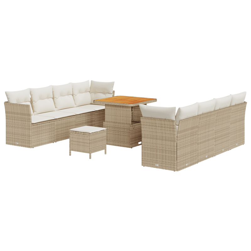 Casa si Gradina - Gradina si terasa - Mobilier exterior - Canapele si fotolii gradina - Set de sofa de gradina  cu perne bej din ratan acacia - Infinity.ro