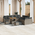Casa si Gradina - Gradina si terasa - Mobilier exterior - Canapele si fotolii gradina - Set canapea 13 piese gradina cu perne poliratan gri Acacia - Infinity.ro