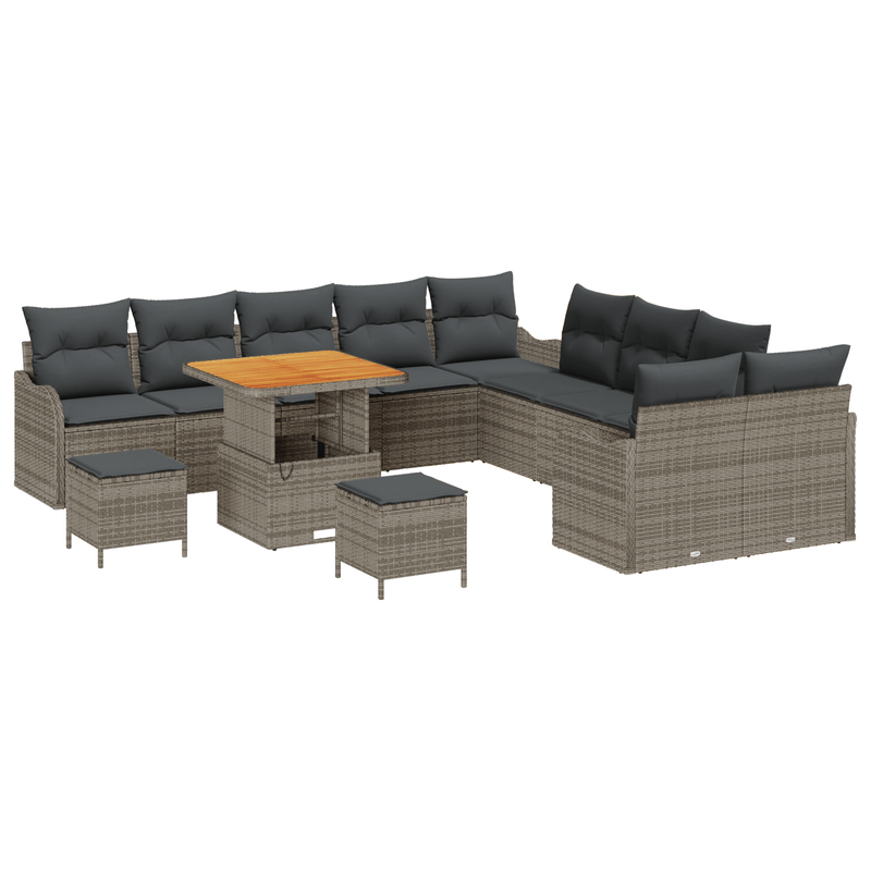 Casa si Gradina - Gradina si terasa - Mobilier exterior - Canapele si fotolii gradina - Set canapea 13 piese gradina cu perne poliratan gri Acacia - Infinity.ro
