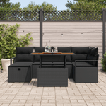 Casa si Gradina - Gradina si terasa - Mobilier exterior - Canapele si fotolii gradina - Set de sofa de gradina  cu 7 piese si perne negre din ratan poli - Infinity.ro