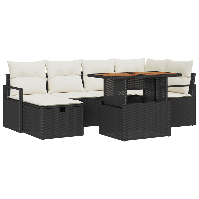 Casa si Gradina - Gradina si terasa - Mobilier exterior - Canapele si fotolii gradina - Set canapea gradina  7 piese cu perne Negru Ratan Poli - Infinity.ro