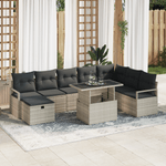 Casa si Gradina - Gradina si terasa - Mobilier exterior - Canapele si fotolii gradina - Set canapea pentru gradina  cu 9 piese si perne gri deschis din poliratan - Infinity.ro