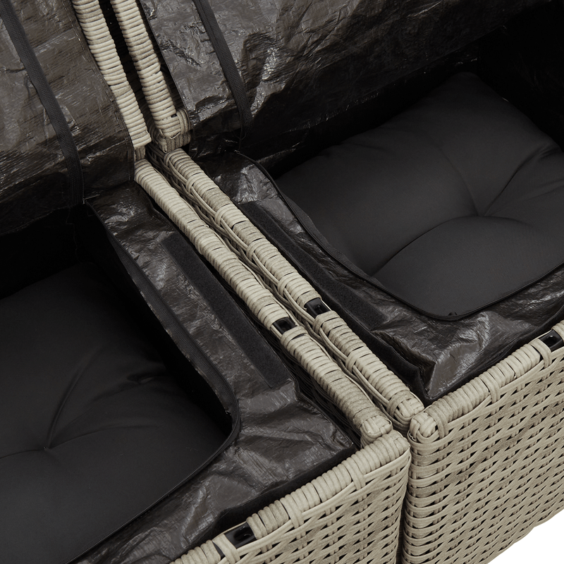 Casa si Gradina - Gradina si terasa - Mobilier exterior - Canapele si fotolii gradina - Set canapea pentru gradina  cu 9 piese si perne gri deschis din poliratan - Infinity.ro