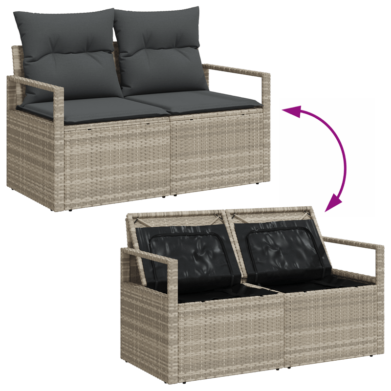 Casa si Gradina - Gradina si terasa - Mobilier exterior - Canapele si fotolii gradina - Set canapea pentru gradina  cu 9 piese si perne gri deschis din poliratan - Infinity.ro