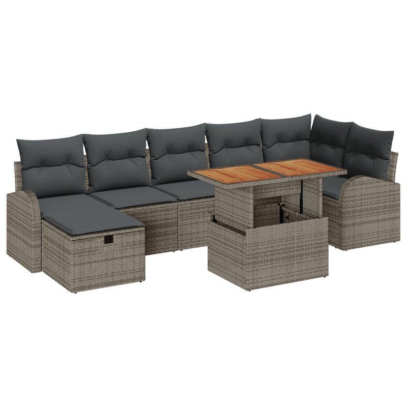 Casa si Gradina - Gradina si terasa - Mobilier exterior - Canapele si fotolii gradina - Set canapele gradina 8 piese cu perne gri din ratan poli - Infinity.ro