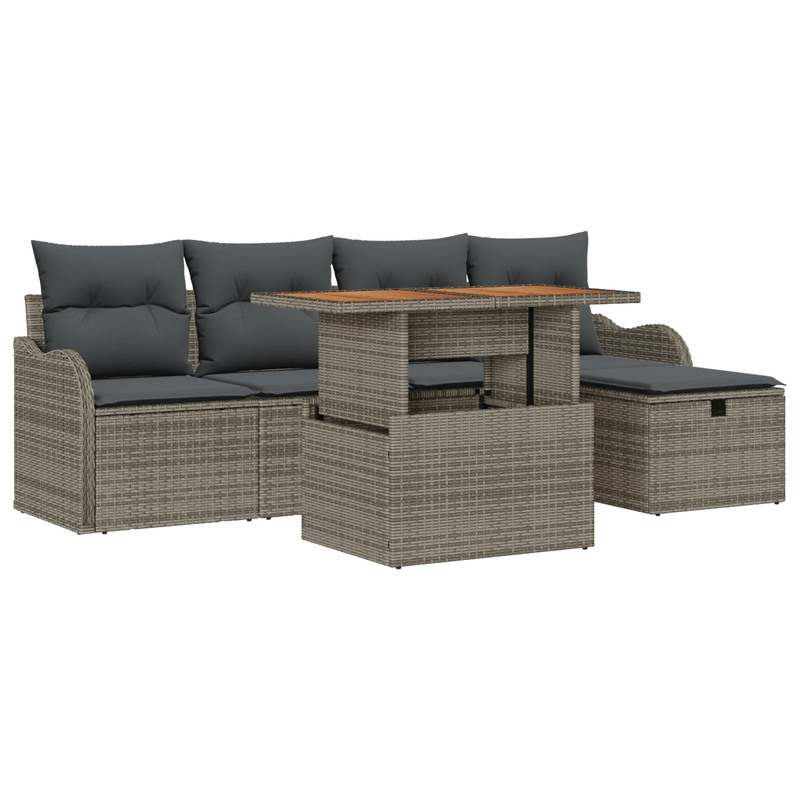 Casa si Gradina - Gradina si terasa - Mobilier exterior - Canapele si fotolii gradina - Set de canapea de gradina  6 piese cu perna gri poliratan - Infinity.ro