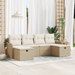 Casa si Gradina - Gradina si terasa - Mobilier exterior - Canapele si fotolii gradina - Set de canapea de gradina  6 piese cu perne Bej Ratan Politist - Infinity.ro