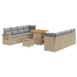 Casa si Gradina - Gradina si terasa - Mobilier exterior - Canapele si fotolii gradina - Set canapea de gradina  11 piese cu perne Bej Ratan Poli Acacia - Infinity.ro