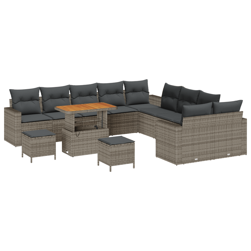 Casa si Gradina - Gradina si terasa - Mobilier exterior - Canapele si fotolii gradina - Set canapea gradina cu 13 piese si perne gri din ratan poliesteric acacia - Infinity.ro