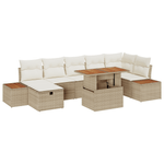 Casa si Gradina - Gradina si terasa - Mobilier exterior - Canapele si fotolii gradina - Set de canapele de gradina cu 8 piese cu perne Bej Poliratan - Infinity.ro