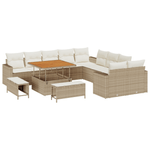 Casa si Gradina - Gradina si terasa - Mobilier exterior - Canapele si fotolii gradina - Set de canapea de gradina  cu 13 piese si perne, bej, ratan sintetic, acacia - Infinity.ro