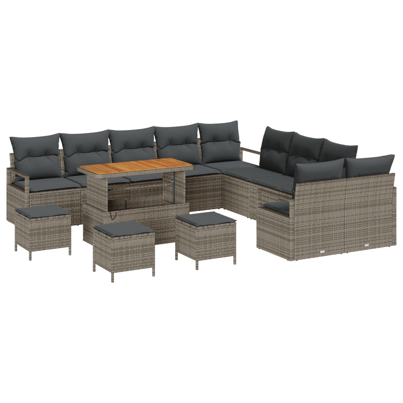 Casa si Gradina - Gradina si terasa - Mobilier exterior - Canapele si fotolii gradina - Set canapea gradina  14 piese cu perne Gri poliratan Acacia - Infinity.ro