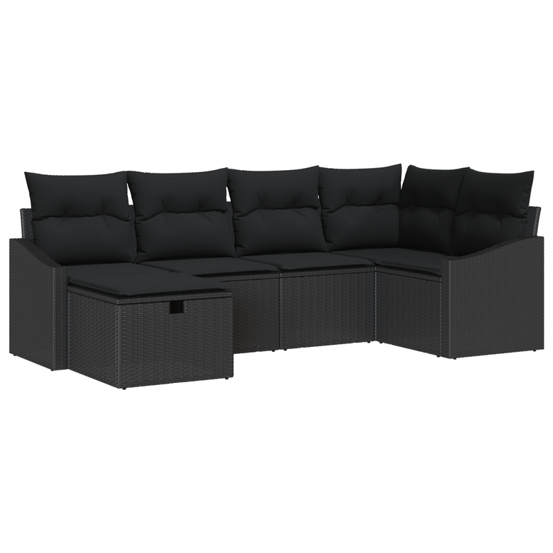 Casa si Gradina - Gradina si terasa - Mobilier exterior - Canapele si fotolii gradina - Set Canapea Gradina 6 Piese cu Perne Negre din Ratan Pol - Infinity.ro