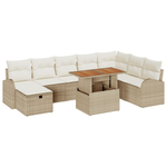 Casa si Gradina - Gradina si terasa - Mobilier exterior - Canapele si fotolii gradina - Set 9 piese canapea gradina cu perne bej din poliratan - Infinity.ro