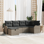 Casa si Gradina - Gradina si terasa - Mobilier exterior - Canapele si fotolii gradina - Set de Canapea de Gradina cu 6 Piese si Perne din Ratan Polimer Gri - Infinity.ro