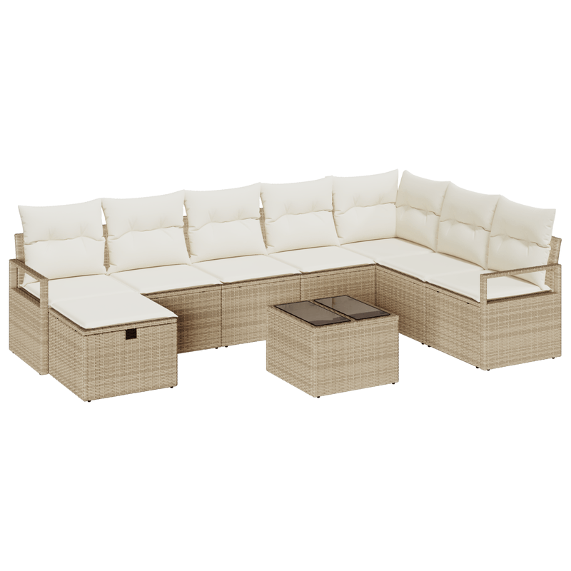 Casa si Gradina - Gradina si terasa - Mobilier exterior - Seturi mobila gradina - Set Canapea  9 Piese cu Perne Bej Poliratan - Infinity.ro