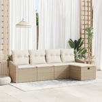 Casa si Gradina - Gradina si terasa - Mobilier exterior - Canapele si fotolii gradina - Set de Canapea de Gradina 5 Piese cu Perne Bej Ratan Polimeric - Infinity.ro
