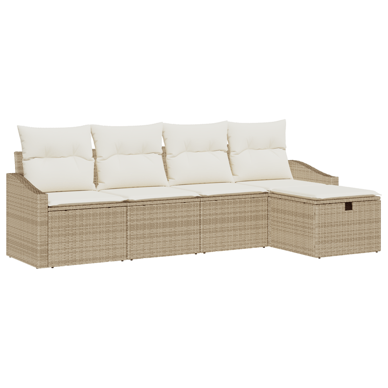Casa si Gradina - Gradina si terasa - Mobilier exterior - Canapele si fotolii gradina - Set de Canapea de Gradina 5 Piese cu Perne Bej Ratan Polimeric - Infinity.ro