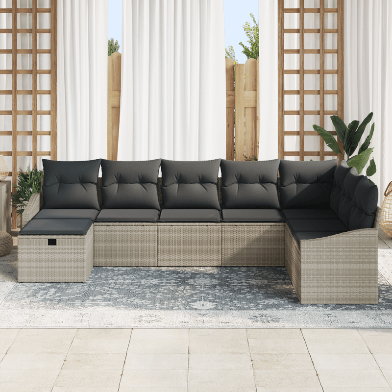 Casa si Gradina - Gradina si terasa - Mobilier exterior - Canapele si fotolii gradina - Set canapea gradina cu perne gri din ratan sintetic - Infinity.ro