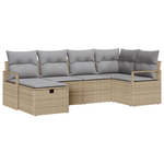 Casa si Gradina - Gradina si terasa - Mobilier exterior - Canapele si fotolii gradina - Set canapea gradina cu 6 piese si perne Bej Ratan Polietilena - Infinity.ro