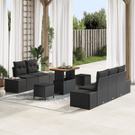 Casa si Gradina - Gradina si terasa - Mobilier exterior - Canapele si fotolii gradina - Set de canapea din gradina  cu 8 piese cu perne Negru Poliratan Acacia - Infinity.ro