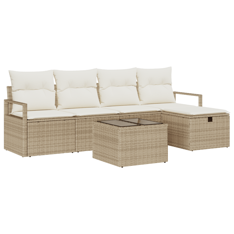 Casa si Gradina - Gradina si terasa - Mobilier exterior - Canapele si fotolii gradina - Set de canapea de gradina  cu 6 piese cu perne Bej din ratan poli - Infinity.ro