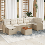 Casa si Gradina - Gradina si terasa - Mobilier exterior - Canapele si fotolii gradina - Set de Canapea de Gradina  cu Pernute Bej din Ratan Polimer - Infinity.ro