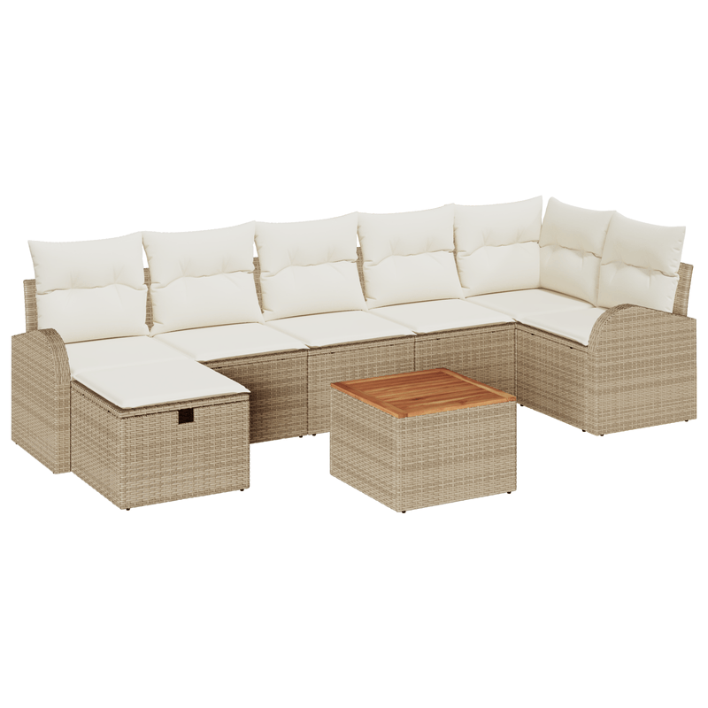 Casa si Gradina - Gradina si terasa - Mobilier exterior - Canapele si fotolii gradina - Set de Canapea de Gradina  cu Pernute Bej din Ratan Polimer - Infinity.ro