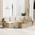 Casa si Gradina - Gradina si terasa - Mobilier exterior - Canapele si fotolii gradina - Set de Canapea de Gradina  cu 7 Piese si Perne Bej din Poliratan - Infinity.ro