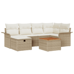 Casa si Gradina - Gradina si terasa - Mobilier exterior - Canapele si fotolii gradina - Set de Canapea de Gradina  cu 7 Piese si Perne Bej din Poliratan - Infinity.ro
