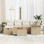 Casa si Gradina - Gradina si terasa - Mobilier exterior - Canapele si fotolii gradina - Set de Canapea de Gradina  cu 7 Piese si Perne Bej din Poliratan - Infinity.ro