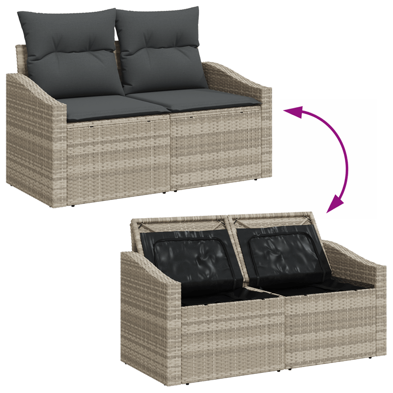 Casa si Gradina - Gradina si terasa - Mobilier exterior - Canapele si fotolii gradina - Set canapea gradina cu perne gri deschis din poliratan - Infinity.ro