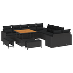 Casa si Gradina - Gradina si terasa - Mobilier exterior - Canapele si fotolii gradina - Set Sofa Gradina 13 Piese cu Perne Poliratan Negru Acacia - Infinity.ro