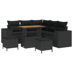 Casa si Gradina - Gradina si terasa - Mobilier exterior - Canapele si fotolii gradina - Set de Canapea pentru Gradina  cu 8 Piese cu Perne Negru Ratan Polimer Acacia - Infinity.ro