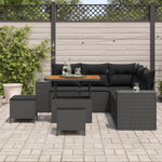 Casa si Gradina - Gradina si terasa - Mobilier exterior - Canapele si fotolii gradina - Set de Canapea pentru Gradina  cu 8 Piese cu Perne Negru Ratan Polimer Acacia - Infinity.ro