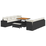 Casa si Gradina - Gradina si terasa - Mobilier exterior - Canapele si fotolii gradina - Set canapea de gradina  cu perne Negru Ratan Poli Acacia - Infinity.ro