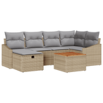Casa si Gradina - Gradina si terasa - Mobilier exterior - Canapele si fotolii gradina - Set Canapea Gradina cu 7 Piese cu Perne Bej Ratan Poly - Infinity.ro