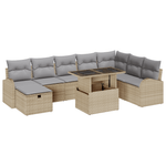 Casa si Gradina - Gradina si terasa - Mobilier exterior - Canapele si fotolii gradina - Set Canapea Gradina  9 Piese Perne Bej Polirat - Infinity.ro