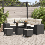 Casa si Gradina - Gradina si terasa - Mobilier exterior - Canapele si fotolii gradina - Set Canapea Gradina  cu Pernute Negre Ratan Sintetic Acacia - Infinity.ro