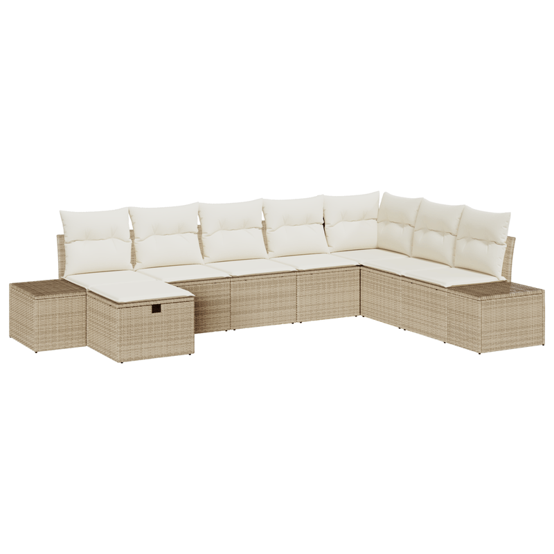 Casa si Gradina - Gradina si terasa - Mobilier exterior - Seturi mobila gradina - Set de canapea de 8 piese cu perne Bej Ratan Poli - Infinity.ro