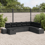 Casa si Gradina - Gradina si terasa - Mobilier exterior - Canapele si fotolii gradina - Set Canapea Gradina 8 Piese cu Perne Negru Ratan Polimeric - Infinity.ro