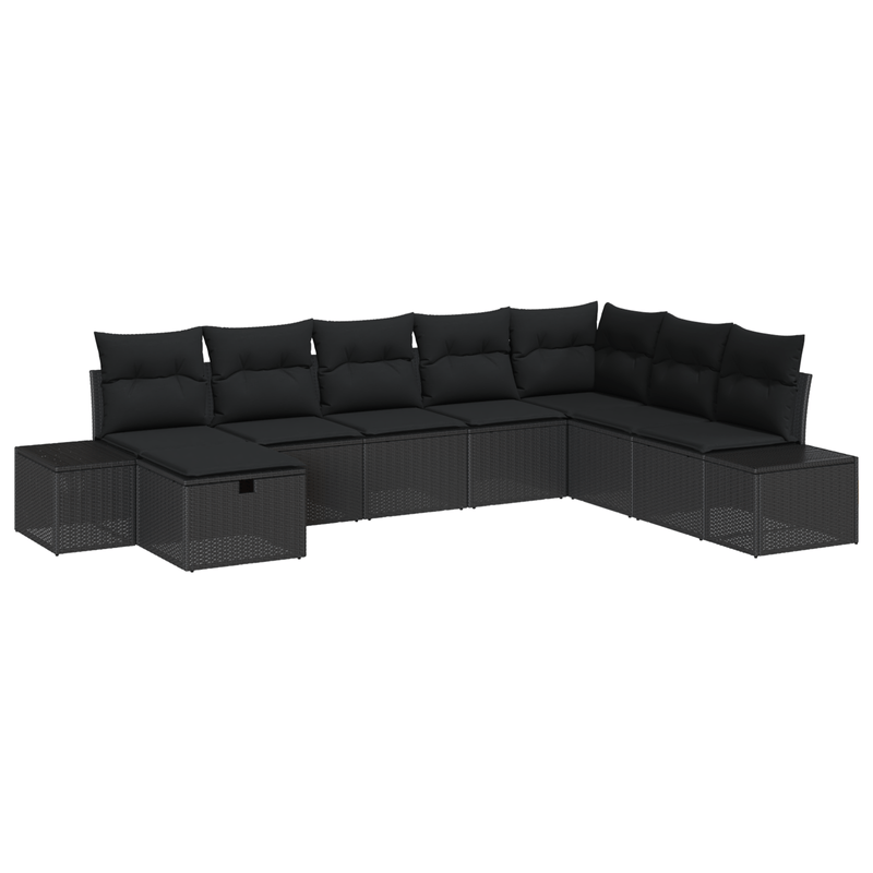 Casa si Gradina - Gradina si terasa - Mobilier exterior - Canapele si fotolii gradina - Set Canapea Gradina 8 Piese cu Perne Negru Ratan Polimeric - Infinity.ro