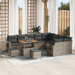 Casa si Gradina - Gradina si terasa - Mobilier exterior - Canapele si fotolii gradina - Set de sofa de gradina cu 12 piese si perne gri din ratan si acacia - Infinity.ro