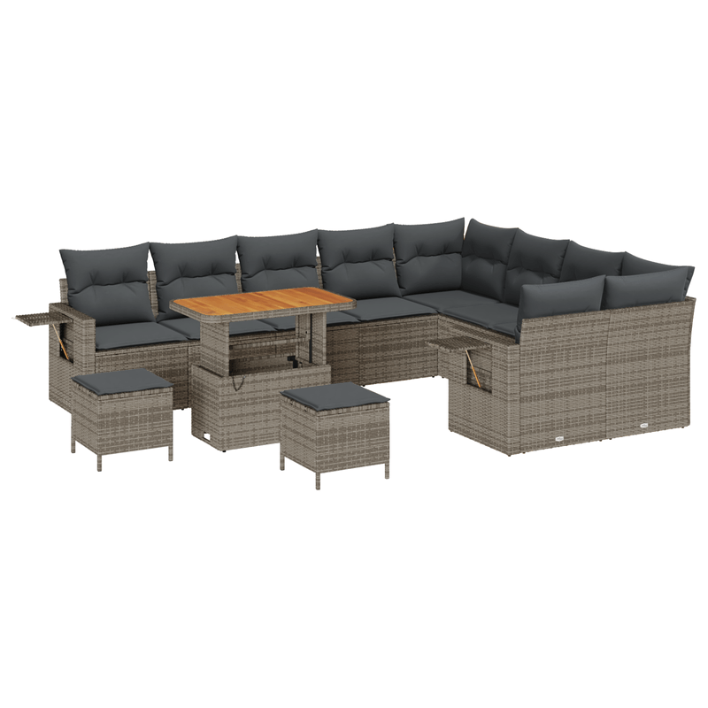 Casa si Gradina - Gradina si terasa - Mobilier exterior - Canapele si fotolii gradina - Set de sofa de gradina cu 12 piese si perne gri din ratan si acacia - Infinity.ro
