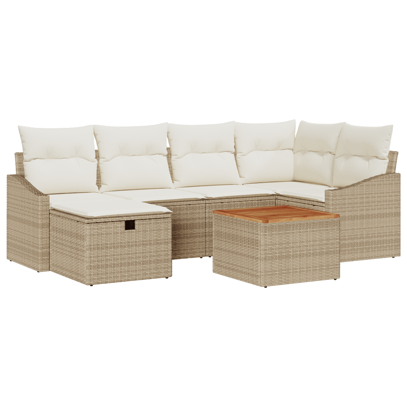 Casa si Gradina - Gradina si terasa - Mobilier exterior - Canapele si fotolii gradina - Set de canapea de gradina 7 piese cu perne Bej din poliratan - Infinity.ro