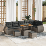 Casa si Gradina - Gradina si terasa - Mobilier exterior - Canapele si fotolii gradina - Set canapea gradina cu 9 piese gri ratan poliesteric acacia - Infinity.ro