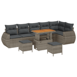 Casa si Gradina - Gradina si terasa - Mobilier exterior - Canapele si fotolii gradina - Set canapea gradina cu 9 piese gri ratan poliesteric acacia - Infinity.ro