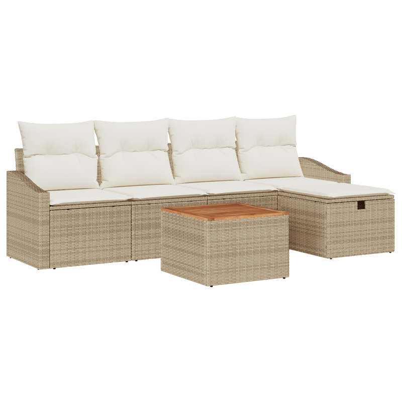 Casa si Gradina - Gradina si terasa - Mobilier exterior - Canapele si fotolii gradina - Set de canapea de gradina , 6 piese, cu perne, bej, ratan poly - Infinity.ro
